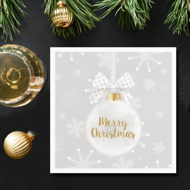 Elegant Snowflake White Ornament Christmas Napkin (Creator Uploaded)