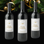 Elegant Snowflake White Ornament Christmas Wine Label<br><div class="desc">An elegant white Christmas tree ornament on a light gray background filled with snowflakes, on these wine bottle labels - fun for personalized wine gifts for the holidays. CHANGE to any wording. Use the Customize Further feature to add or delete text, align text, change the font, font colors and layout....</div>