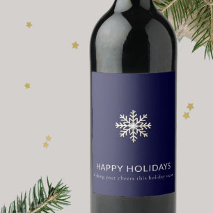 Elegant Snowflake Wine Label