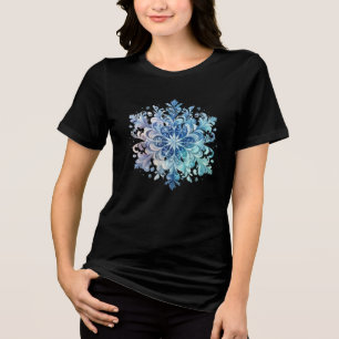 Elegant Snowflake Winter Cosy Poinsettia Day Tri-Blend Shirt