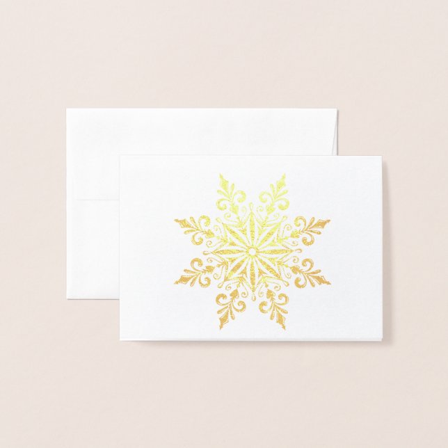 Elegant Snowflake Winter Greeting Gold Foil Card (Front With Envelope)