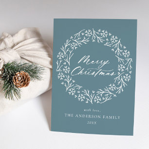 Elegant Snowflake Wreath Frost Blue Non-Photo Holiday Card