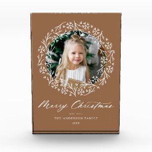 Elegant Snowflake Wreath Gingerbread Christmas Photo Block