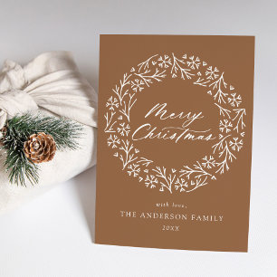 Elegant Snowflake Wreath Gingerbread Non-Photo Holiday Card