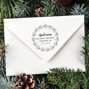 Elegant Snowflake Wreath Holiday Return Address Self-inking Stamp