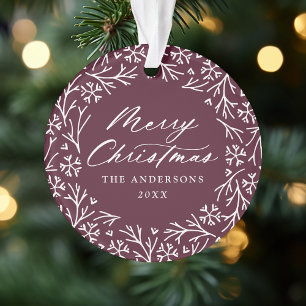 Elegant Snowflake Wreath Purple Photo Ornament