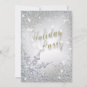 Elegant Snowflakes Amethyst Frost Holiday Party Invitation