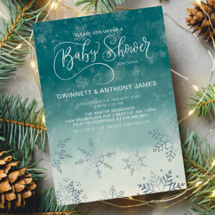 Elegant Snowflakes Baby Shower  Invitation