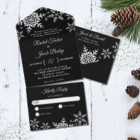 Elegant Snowflakes Black & White Winter Wedding