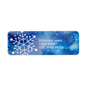 Elegant Snowflakes Blue Purple Watercolor Address