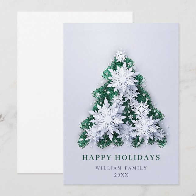 Elegant Snowflakes Christmas Greeting Holiday (Front/Back)