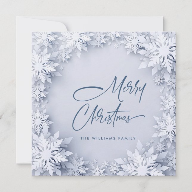 Elegant Snowflakes Christmas Greeting Holiday Card (Front)