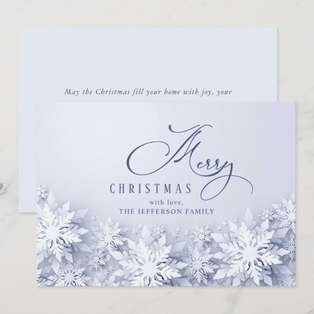 Elegant Snowflakes Christmas Greeting Holiday Card (Front/Back)