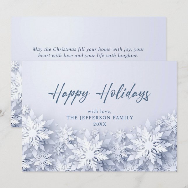 Elegant Snowflakes Christmas Greeting Holiday Card (Front/Back)
