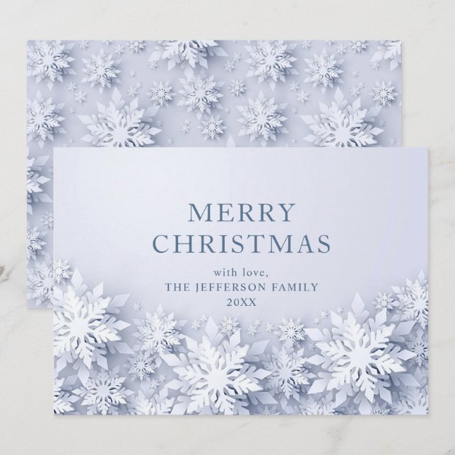 Elegant Snowflakes Christmas Greeting Holiday Card (Front/Back)