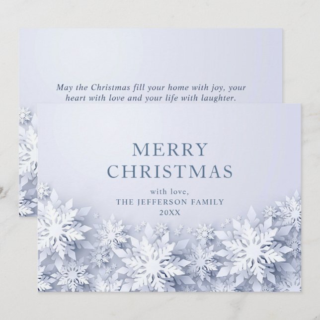 Elegant Snowflakes Christmas Greeting Holiday Card (Front/Back)