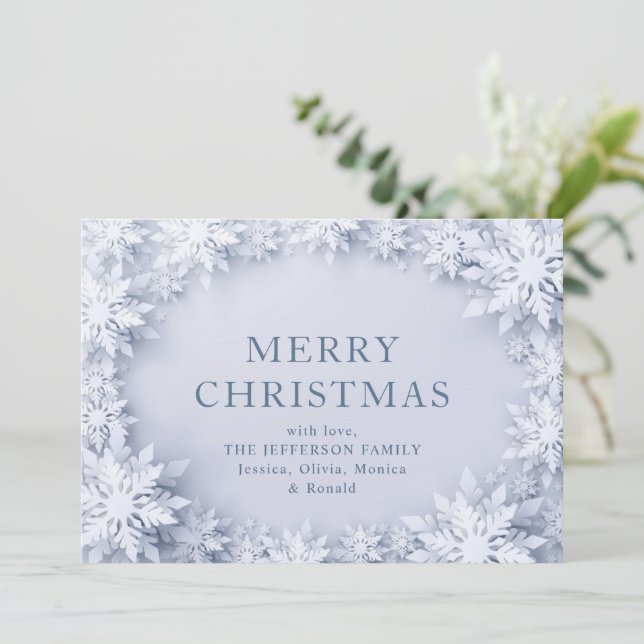 Elegant Snowflakes Christmas Greeting Holiday Card (Standing Front)