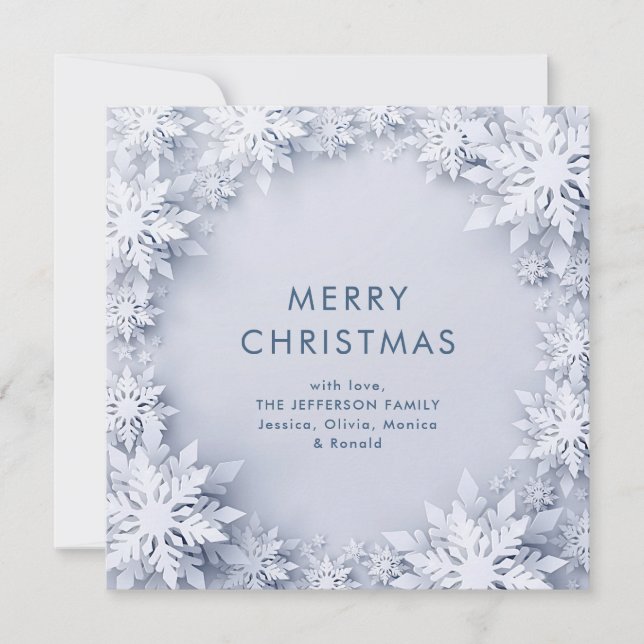 Elegant Snowflakes Christmas Greeting Holiday Card (Front)
