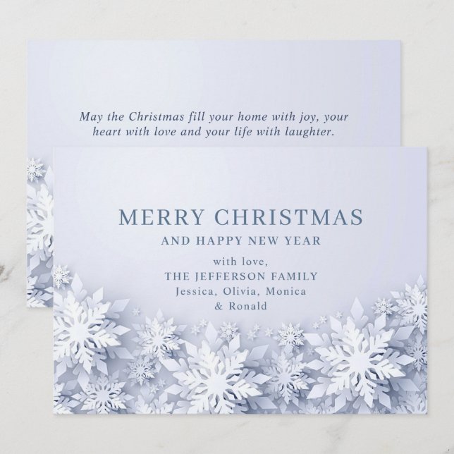 Elegant Snowflakes Christmas Greeting Holiday Card (Front/Back)