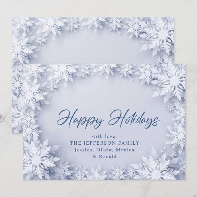 Elegant Snowflakes Christmas Greeting Holiday Card (Front/Back)