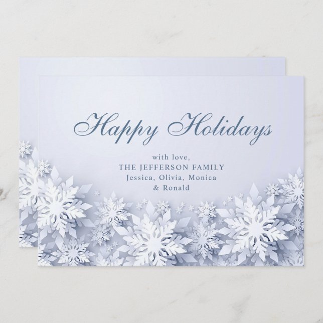 Elegant Snowflakes Christmas Greeting Holiday Card (Front/Back)