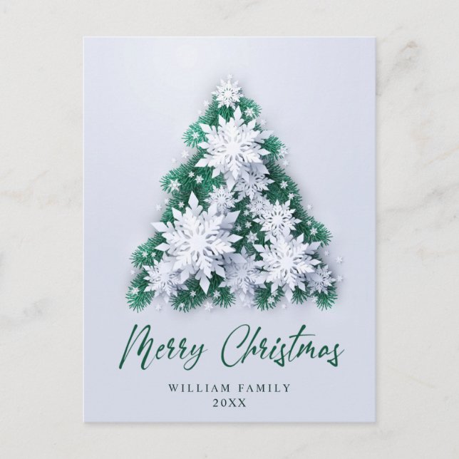 Elegant Snowflakes Christmas Greeting Holiday Postcard (Front)