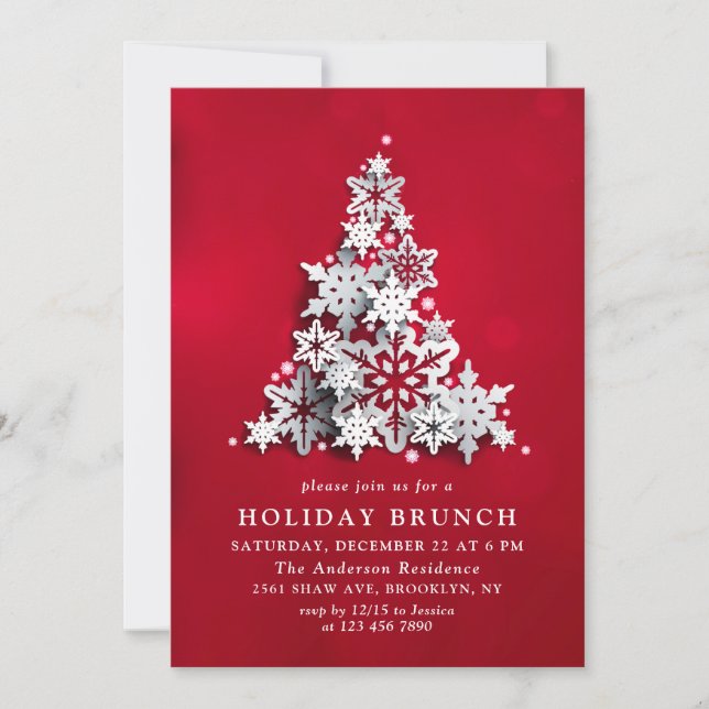 Elegant Snowflakes Christmas HOLIDAY BRUNCH Invitation (Front)