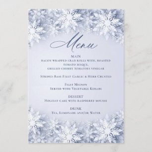 Elegant Snowflakes Christmas Holiday Dinner Party Menu