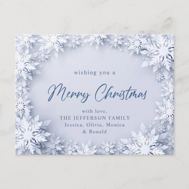 Elegant Snowflakes Christmas Holiday Greeting Postcard (Front)