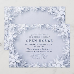 Elegant Snowflakes Christmas HOLIDAY Open House Invitation