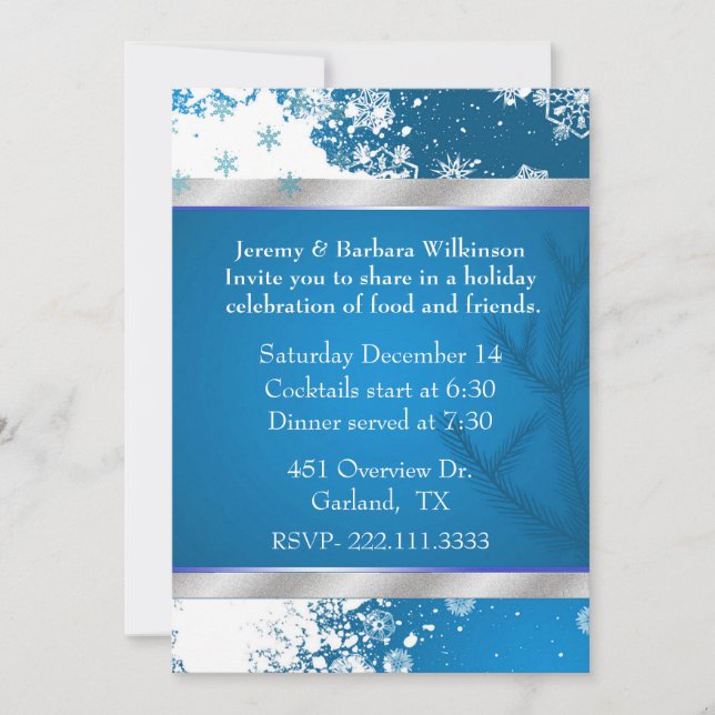 Elegant Snowflakes Christmas Party Invitation (Front)