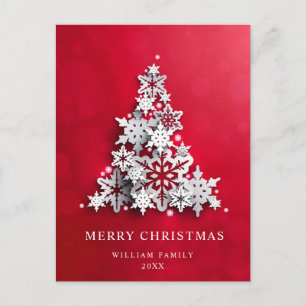 Elegant Snowflakes Christmas Tree Greeting Postcard
