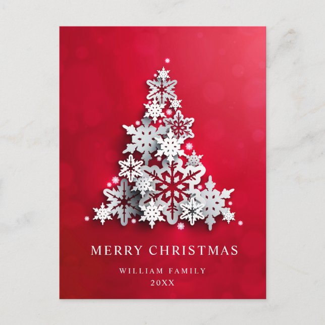 Elegant Snowflakes Christmas Tree Greeting Postcard (Front)