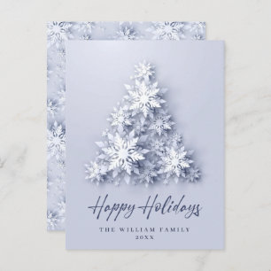 Elegant Snowflakes Christmas Tree Holiday Card