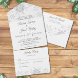 Elegant Snowflakes Christmas Winter Wedding  All In One Invitation<br><div class="desc">This all in one wedding design features an elegant snowflakes pattern. Click the customise button for more flexibility in modifying the text. Variations of this design, different paper types, as well as coordinating products are available in our shop, zazzle.com/store/doodlelulu. Contact us if you need this design applied to a specific...</div>