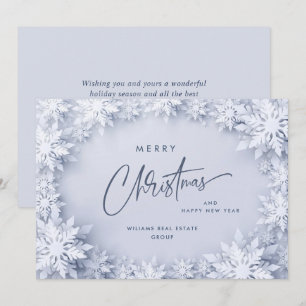 Elegant Snowflakes Corporate Christmas Greeting Holiday Card