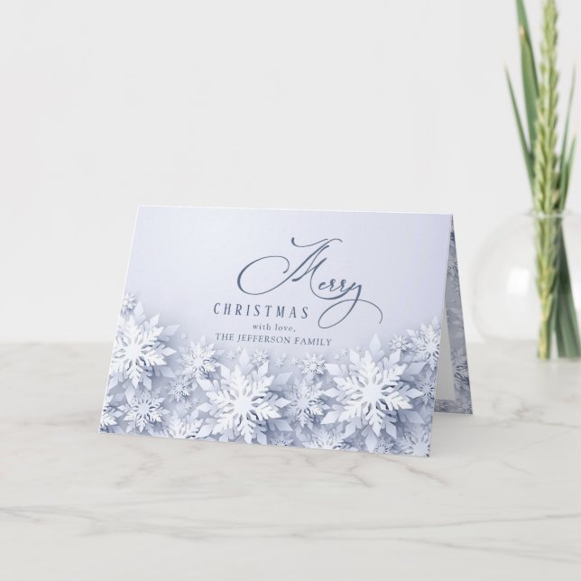 Elegant Snowflakes Corporate Christmas Greeting Holiday Card (Front)