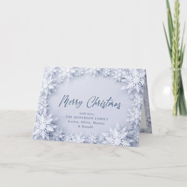 Elegant Snowflakes Corporate Christmas Greeting Holiday Card (Front)