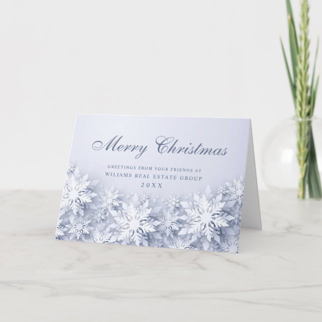 Elegant Snowflakes Corporate Christmas Greeting Holiday Card (Front)