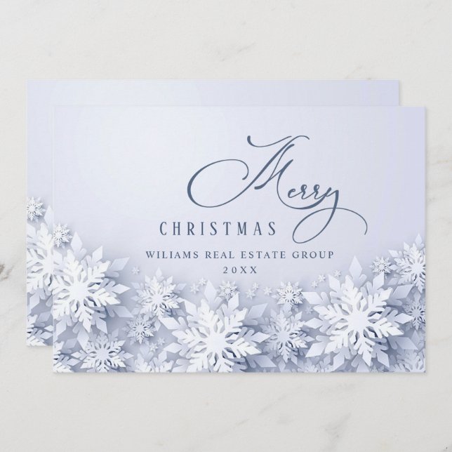 Elegant Snowflakes Corporate Christmas Greeting Holiday Card (Front/Back)