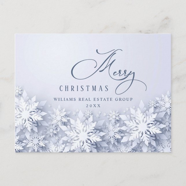 Elegant Snowflakes Corporate Christmas Holiday Postcard (Front)