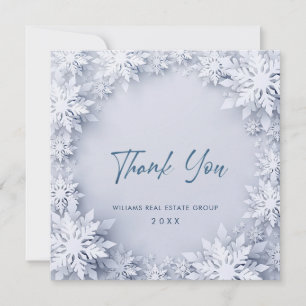 Elegant Snowflakes Corporate Christmas Holiday Thank You Card