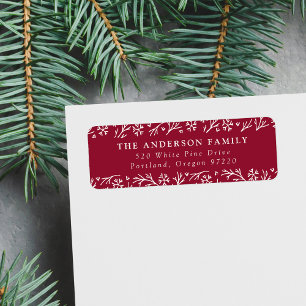Elegant Snowflakes Cranberry Return Address
