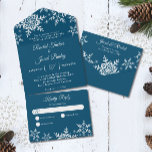 Elegant Snowflakes Dark Blue Navy Winter Wedding All In One Invitation<br><div class="desc">This all in one wedding design features elegant snowflakes. Click the customise button for more flexibility in modifying the text. Variations of this design, different paper types, as well as coordinating products are available in our shop, zazzle.com/store/doodlelulu. Contact us if you need this design applied to a specific product to...</div>