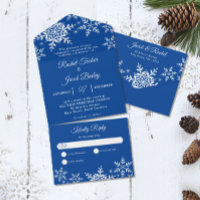 Elegant Snowflakes Deep Blue Winter Wedding