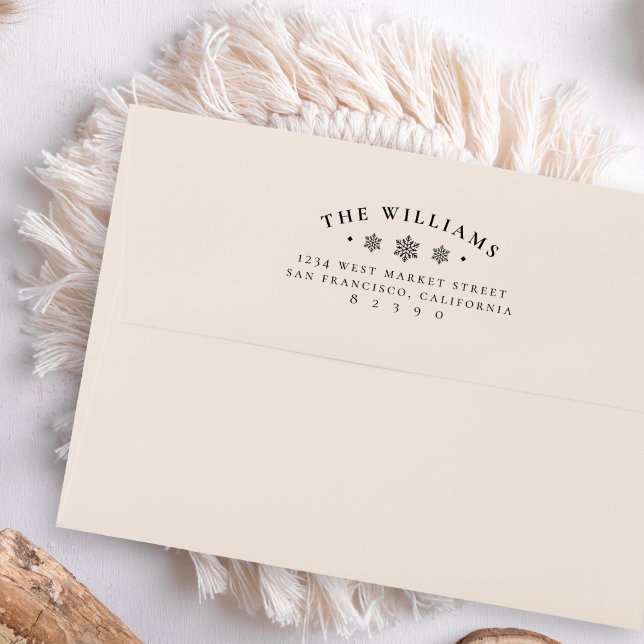Elegant Snowflakes Family Name Return Address Self-inking Stamp (Creator Uploaded)