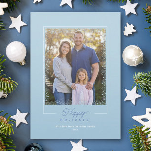 Elegant Snowflakes Frame Happy Holidays Holiday Card
