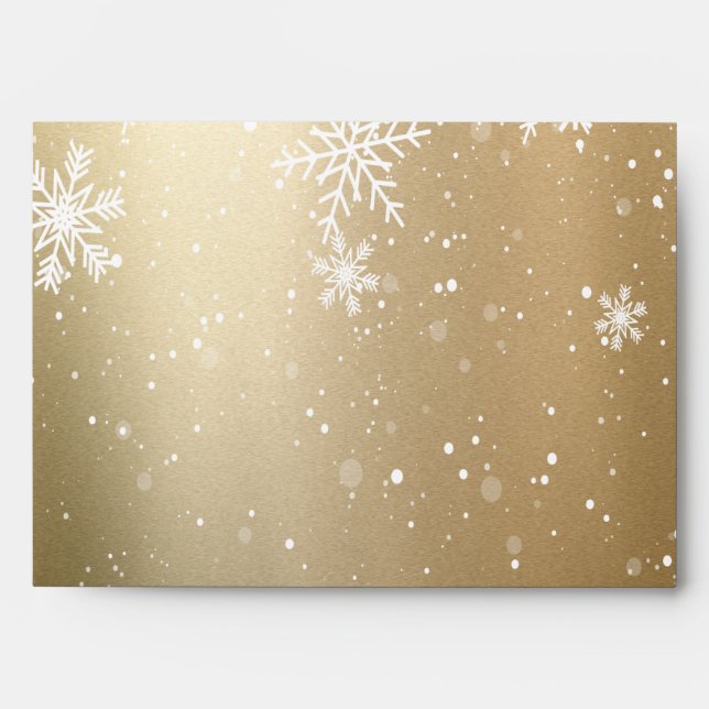 Elegant Snowflakes Gold Envelope (Front)