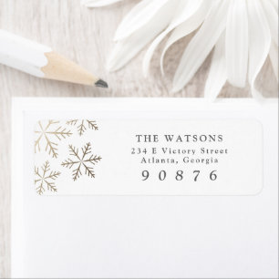 Elegant Snowflakes Gold Holiday Return Address