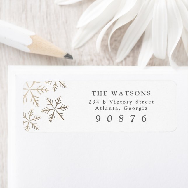 Elegant Snowflakes Gold Holiday Return Address (Insitu)